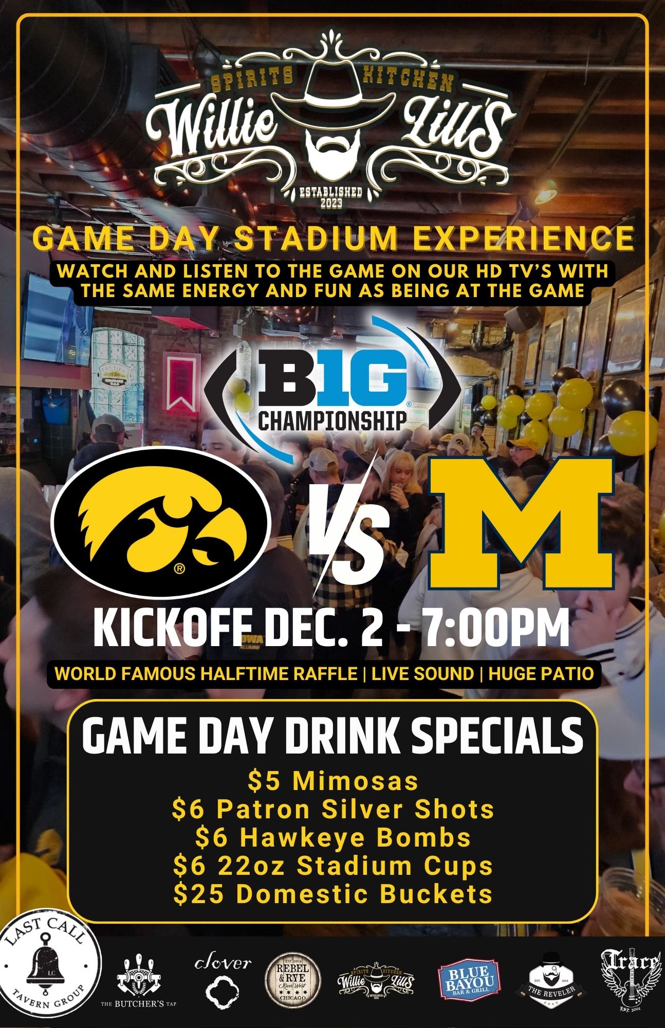 Your Home for Iowa Football Games In Chicago-Wille Lill's